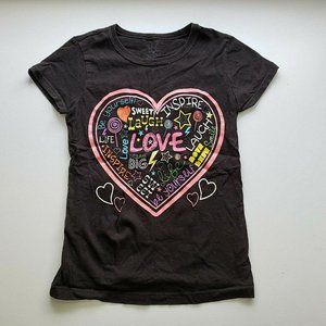 HRZ Girls Short Sleeve Black Heart T-Shirt